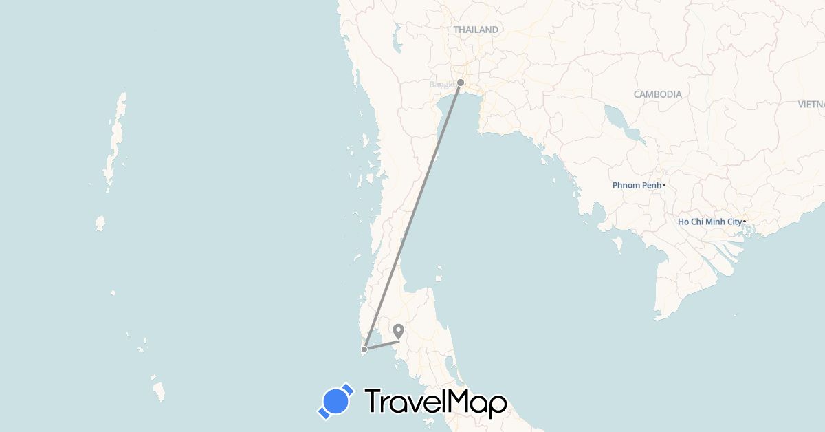 TravelMap itinerary: driving, plane in Thailand (Asia)